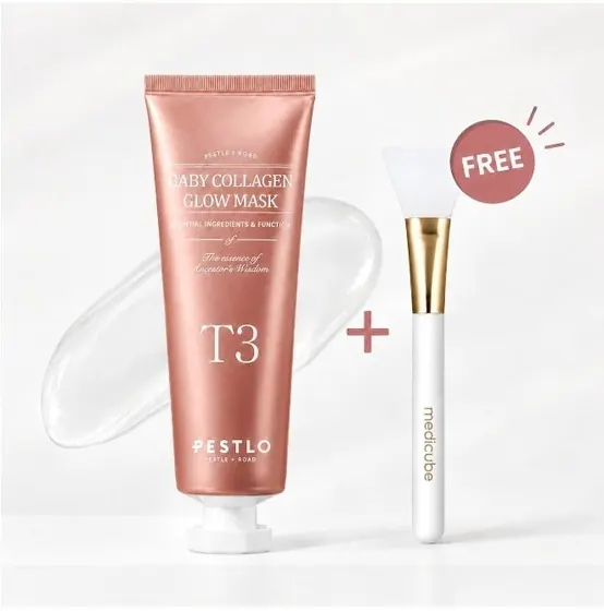 PESTLO Baby Collagen Glow Mask | 70ml with free Medicube Multi Silicone Jelly Brush